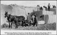 Splitting Large Blocks of Granite at Arabia Mountain; Sullivan Plug Drills at Work; the Depth and Clean Character of the Stone are Indicated by this Picture - One of many interesting images from the Stone Quarries and Beyond website at http://freepages.history.rootsweb.com/~quarries/