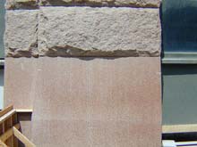 Merchandise Mart detail of red granite both polished and rock-faced